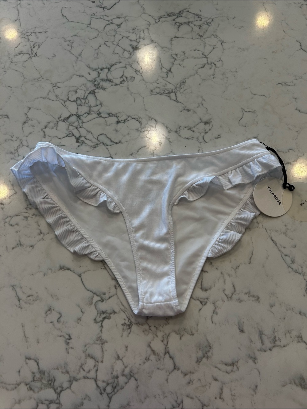 NWT Tularosa White Ruffle Bikini Bottoms Size Medium
